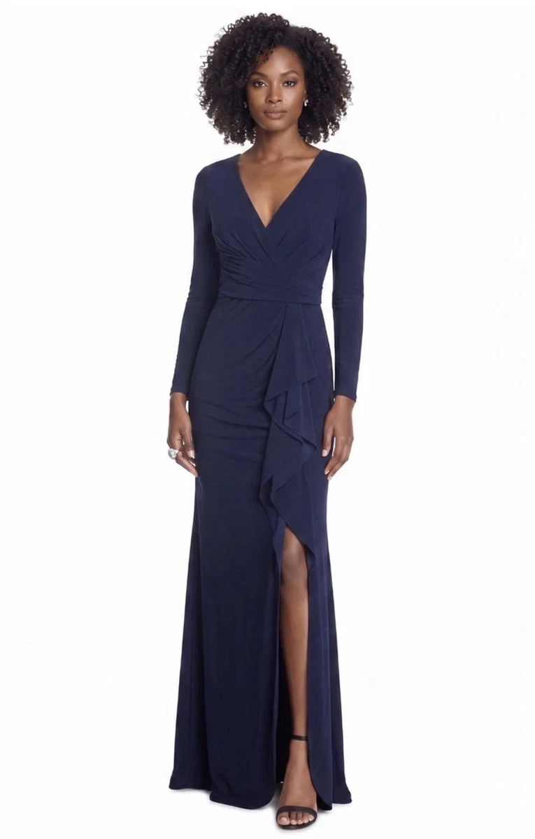 betsy adams long dresses Betsy & Adam Women's Ruched Lace Sleeve Gown