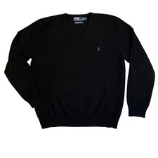 Polo Ralph Lauren Wool Sweater Mens Size XL Black Lambswool Sweater Pony Preppy