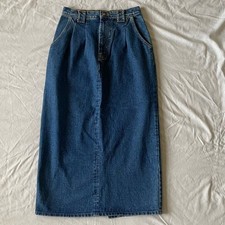 Vintage 90s Crossroads Denim Midi Skirt High Waist Pleated Western Cottagecore 8