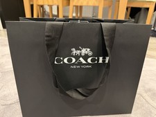 Authentic Large Black Coach New York SturdyReusablePaperShoppingBagOfficial Logo
