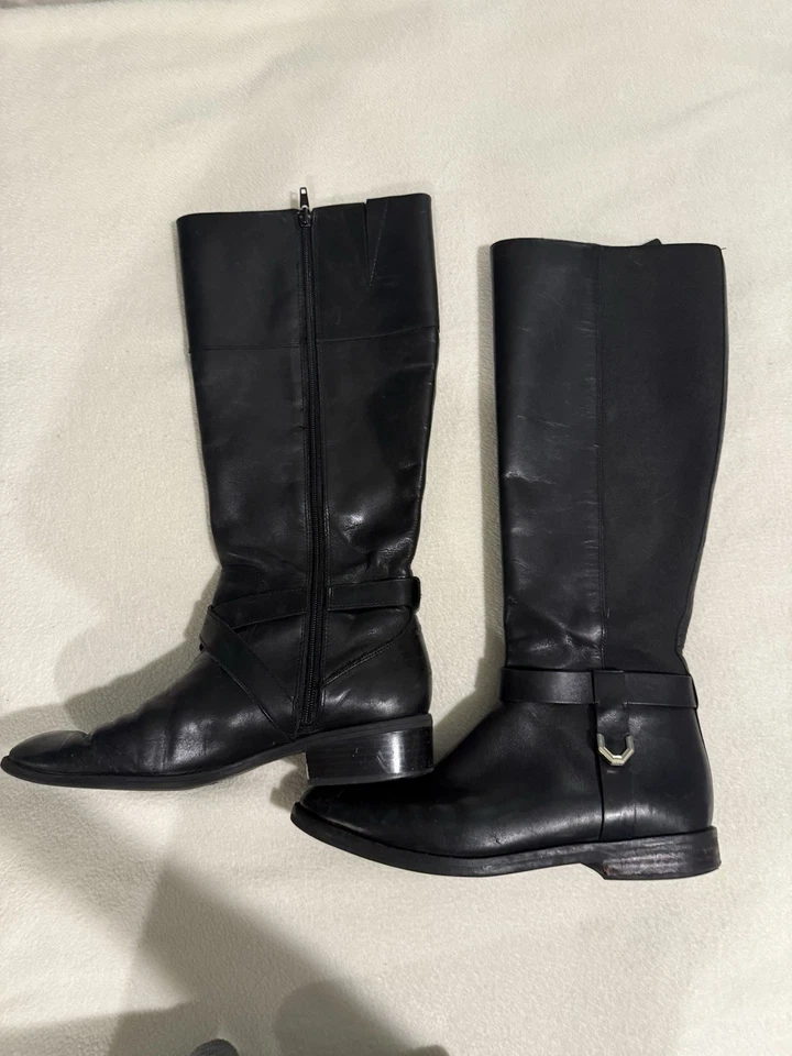 RALPH LAUREN KNEE HIGH RIDING BOOTS MARYANN Black Women’s U.S. Size 9.5 - Image 4 of 4