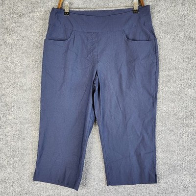 NWT Ruby Rd Petite Pants Navy Slimming Contour Waistband Capri Size 12P