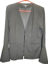 Roz Ali Flared Sleeves Darted Hook Closure Black Blazer, Size Small
