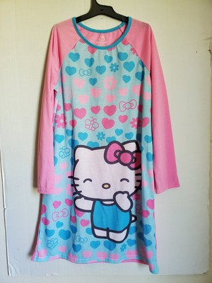 Hello Kitty sanrio Nightgown Pajamas Shirt Girls L 10/12 Heart