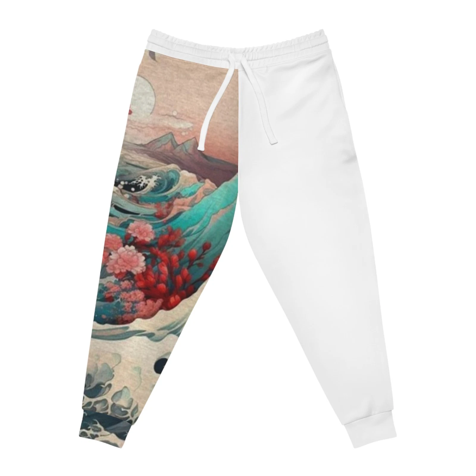 Artistic Joggers with Floral Wave Design, Trendy Activewear, Unique Loungewear,