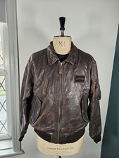 Vintage Redskins Leather Jacket Type B32 Bike Army & Civil XL Heavy Hide Brown 