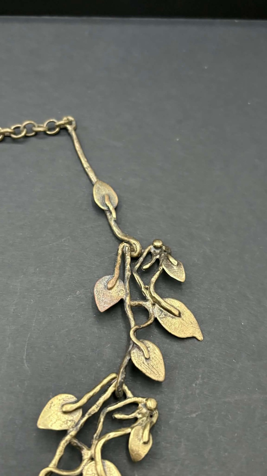 Bronze Leaf Vine Statement Necklace Botanical Bra… - image 6