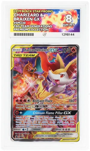 ACE 8 Charizard & Braixen Gx SM230 ACE Black Star Promo Pokemon Card Nm-Mt