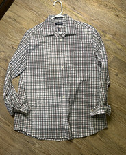 Chaps Slim Fit Stretch Wrinkle Resistant Plaid Long Sleeve Dress Shirt L