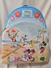 Loungefly Disney Mickey Mouse and Friends Beach Day Mini Backpack **BRAND NEW**