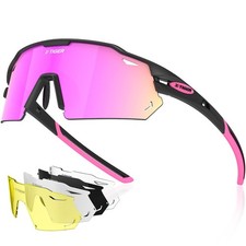 Polarized Cycling Glasses with 5 Interchangeable Lenses,MTB Biking Baseball R...