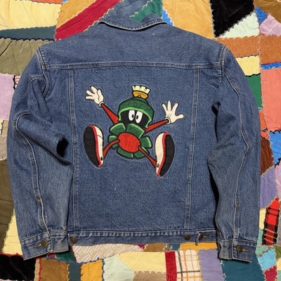 Vintage 1966 Marvin the Martian Patched Back Blue Denim Trucker Jacket Large