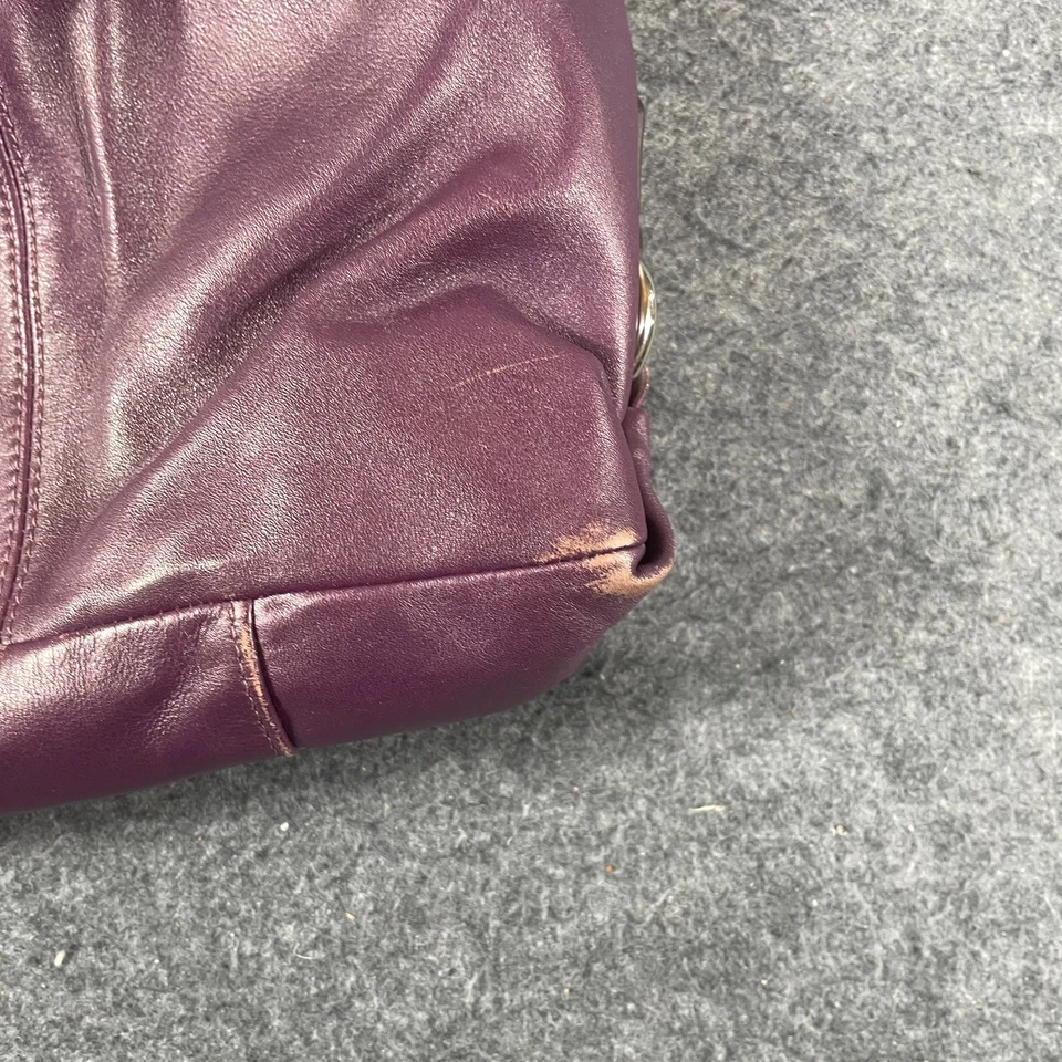 Bolso de mano Coach para mujer de cuero púrpura con escritura Ashley 19425 Y2K Foto 3 de 4