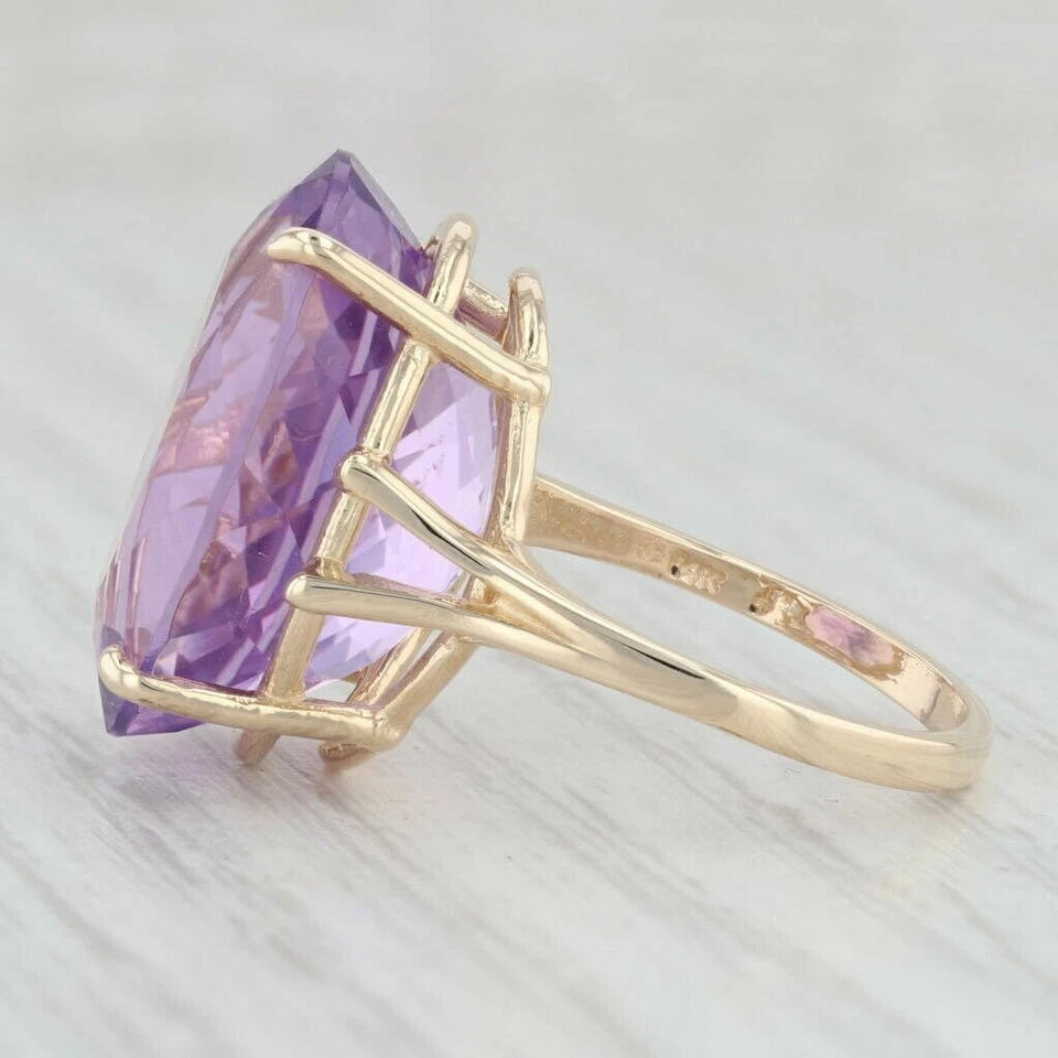 Anillo de cóctel de plata chapado en oro amarillo amatista natural de 18,90 quilates Foto 4 de 4