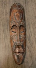 Vintage Indonesian Hand Carved Wood Folk Art Mask Tribal Wall Decor 20"