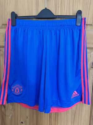 Manchester United Blau 2021/2022 Auswärts Fußball Shorts Trikot Adidas Größe XL