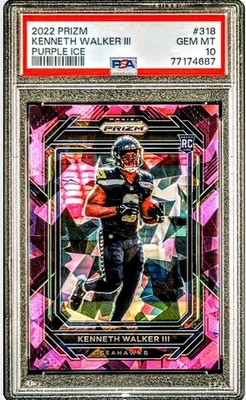 2020 Prizm #318 Kenneth Walker RC Purple Ice #'d/225 PSA 10..MVP