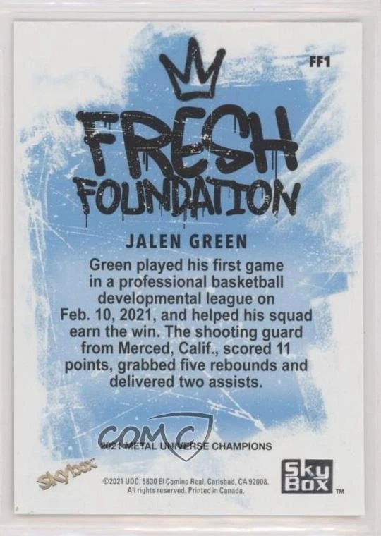 2021 Skybox Metal Universe Champions Gold Spectrum Jalen Green #FF1 Rookie RC - Image 2 of 2