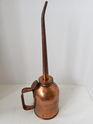 Vintage EAGLE Oil Can 1 Quart Industrial Handy Oiler Copper Coated Steel 16.5''