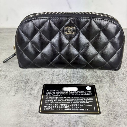CHANEL Matlasse Makeup Pouch Wallet From Japan - Picture 4 of 13
