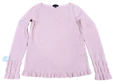 Ann Taylor Pink Ruffle Cuff Knit Sweater Women's Medium Feminine Soft Top