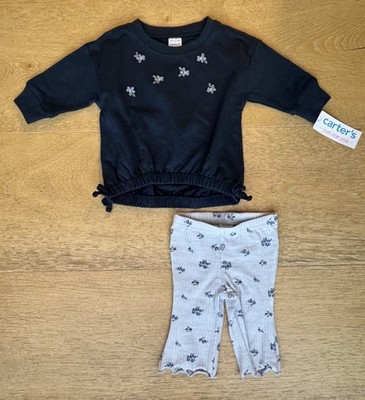 NEW W TAGS Carters Baby Girl Floral Long Sleeve Top & Pant Set Blue 3 Months