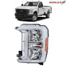 Driver Side For 2023-2024 Ford F250 F350 SuperDuty Halogen Headlight Assy Chrome