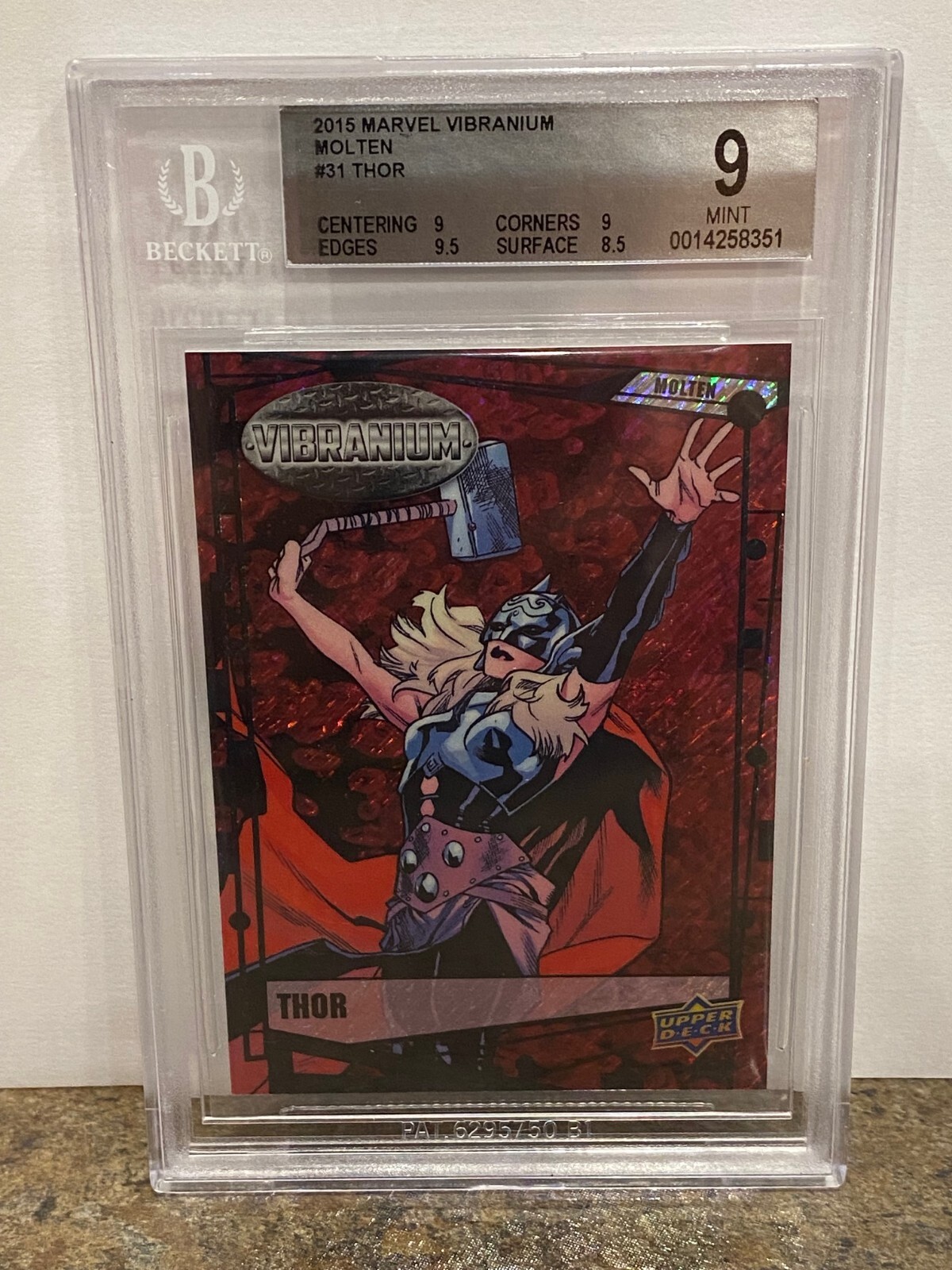 2015 Marvel Vibranium Molten #31 THOR #84/299 Beckett Graded 9 Mint😍😍😍