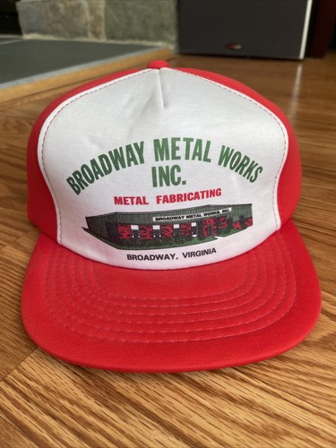 Vintage Broadway Metal Works Foam Hat Virginia Welding Welder Fabricating Red