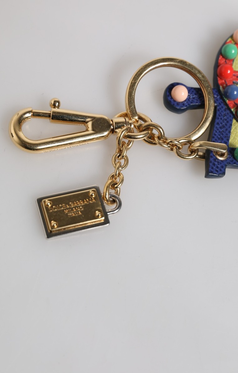DOLCE & GABBANA Keyring Multicolor Gold Tone Carretto Keychain