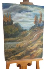 Vintage Polnische Herbst Gemälde On Canvas - Signiert  .