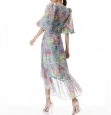 Alice + Olivia Katia Twist-Front Floral Cutout High Low Dress - Size 4
