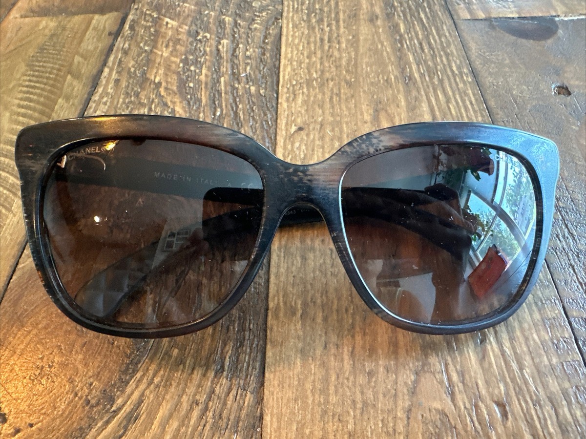 Chanel 5343 Brown Quilted denim CC butterfly Sunglasses No 