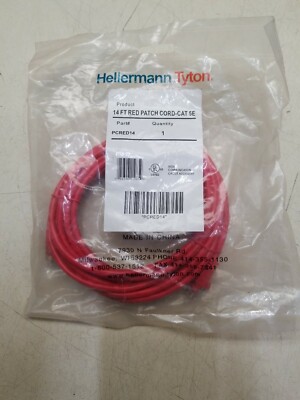 Hellermann Tyton PCRED14 Category 5e patch cord, Red 