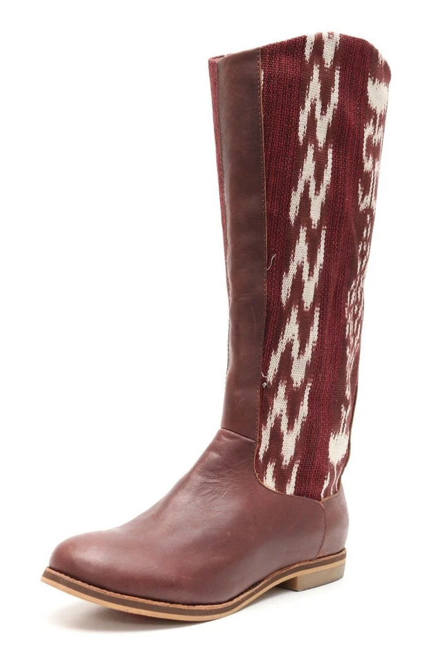 REEF 221512 Botas hasta la rodilla cuero/tela marrón borgoña talla. 8 ¡NUEVO! $160 Foto 2 de 4