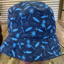 Kids Youth Bucket Beach Hat Surf Boards Sharks Sunglasses Palm Trees one size