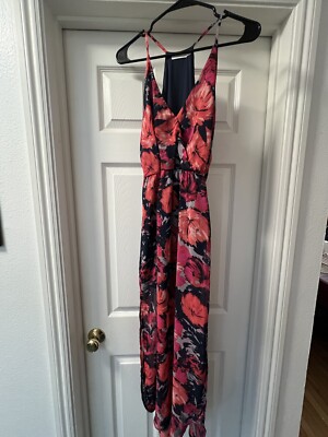 lush floral maxi dress Living Lush Floral Chiffon Cowl-Neck Maxi Dress Off White & Pink / S