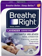 NEW Breathe Right Nasal Strips (Calming Lavender) 26 Pieces, Scented Strips