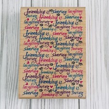 Inkadinkado Friendship Is Sharing Laughing Loving 6698-Q Rubber Craft Stamp