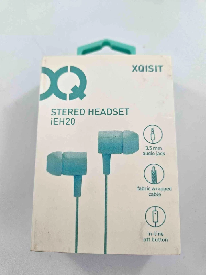 XQISIT iEH20 3.5mm Stereo Headset Earphones with Mic & Push To Talk Button