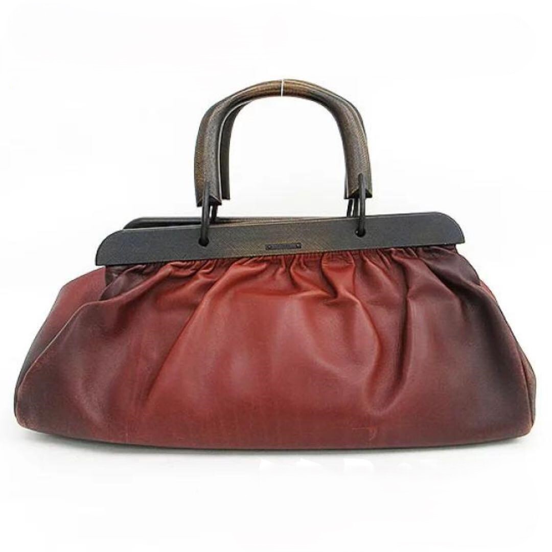 Gucci Wood Handle Handbag Leather Brown leather vintage Auth | eBay