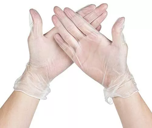 100 PCS Vinyl Gloves Clear Powder Free NON Latex Disposable Gloves Small 6 6-1/2