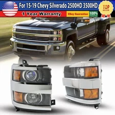 For 2015-2019 Chevy Silverado 2500HD 3500 HD Chrome Headlights Projector Lamps