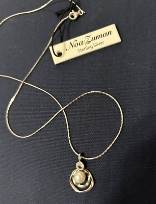 Noa Zuman Sterling Silver Freshwater Pearl & CZ Necklace Made In