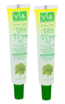 VIA Natural Ultra Care Tea Tree Oil 1.5 oz.Tube for Hair, Scalp & Body Pack of 2