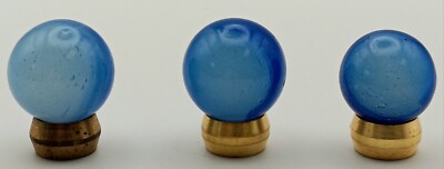 3 VINTAGE VITRO AGATE CONQUEROR BLUE PATCH MARBLES 0.62 - 0.69 VG-EX 