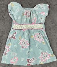 Tea Collection Girl's Dress 2 2T  Teal Pink Floral Short Sleeved