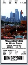 Atlanta Braves vs Philadelphia Phillies 4/25/2015 Full Ticket 