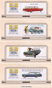Railroad billboards N scale signs #84, CHEVY 1959 station wagons
