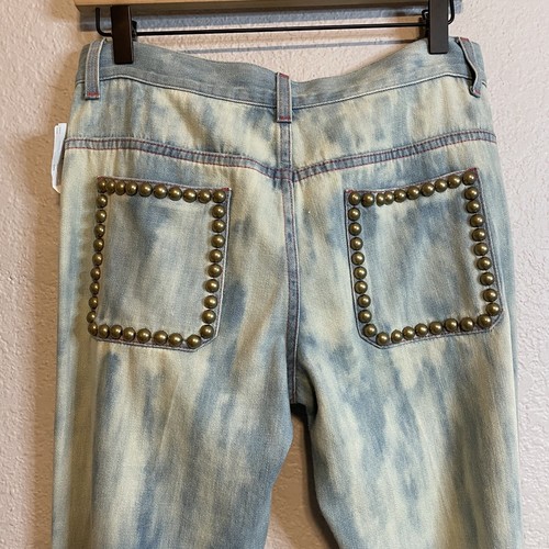 GUCCI Women’s 26 Studded Floral Embroidered Tie Dye Flare Jeans - Picture 8 of 12